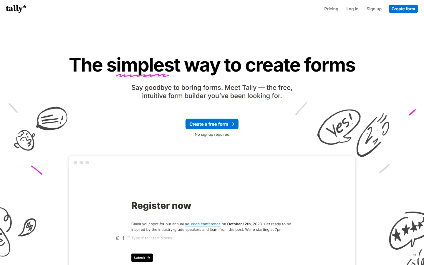 Jotform competitor Tally