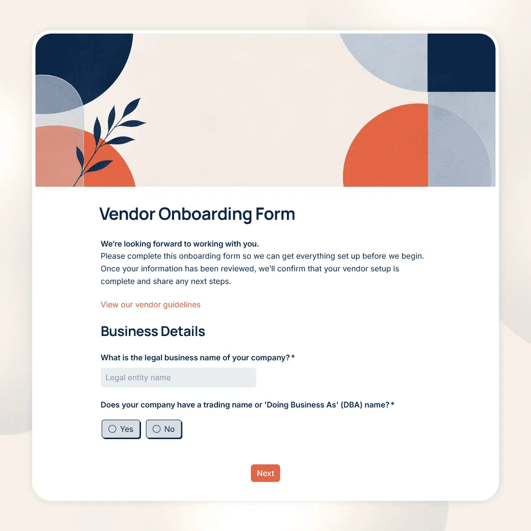 Vendor Onboarding Form Template
