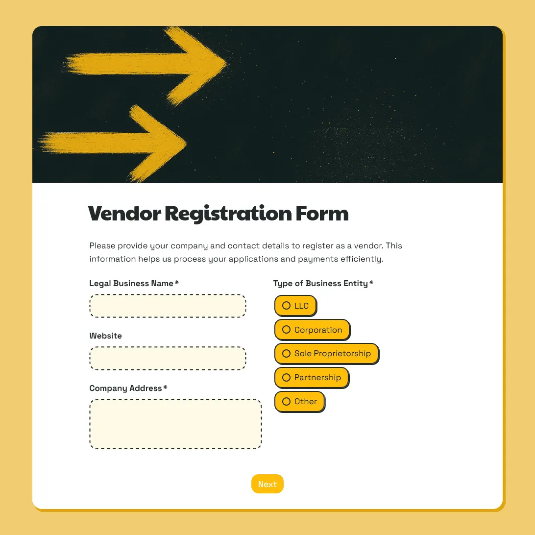 Vendor Registration Form Template