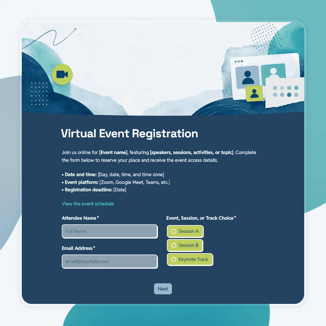 Virtual Event Registration Form Template