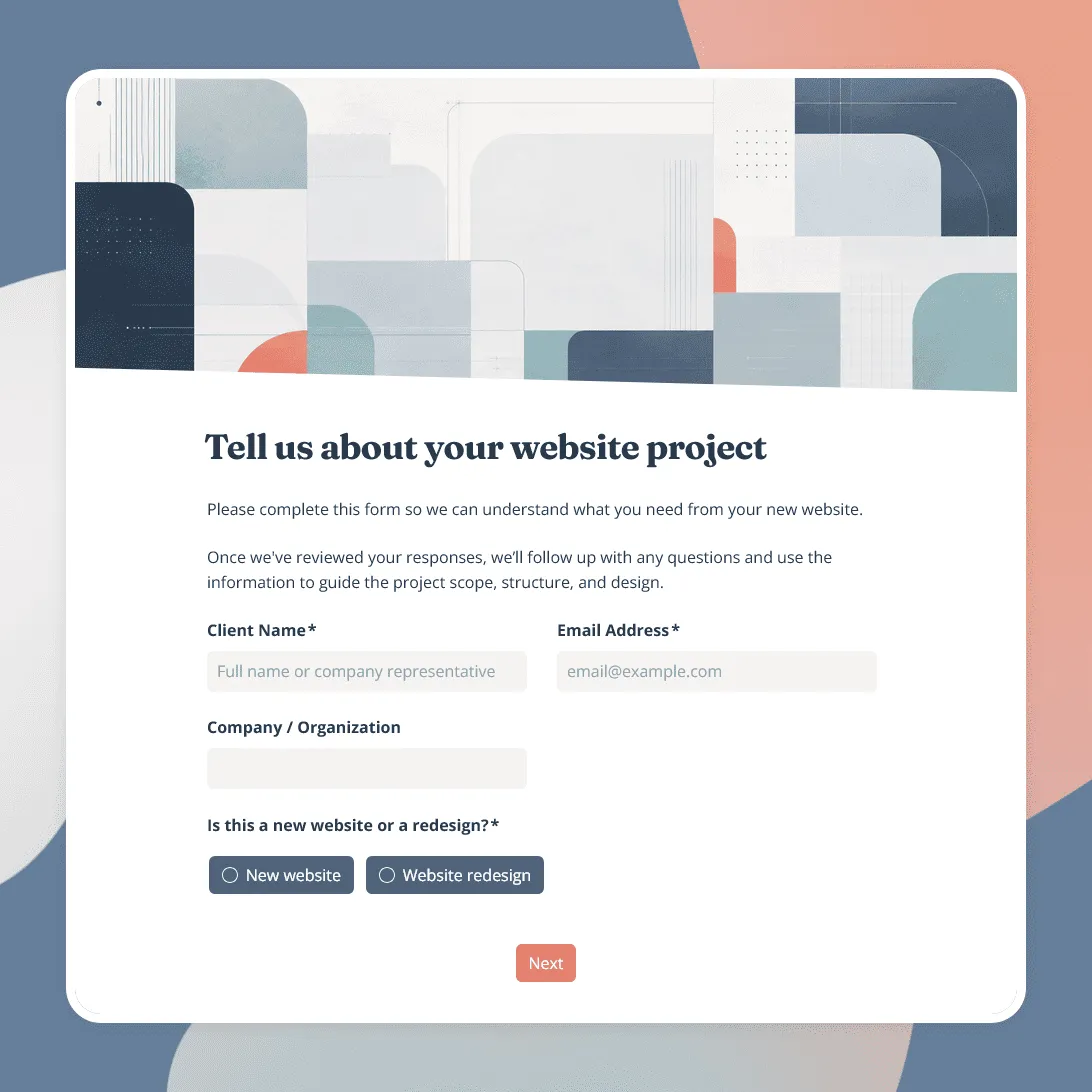 Website Design Intake Form Template