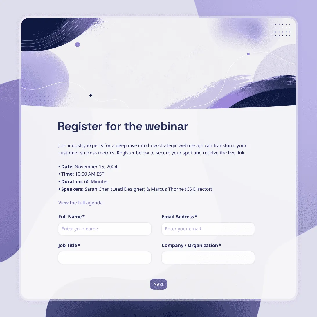 Webinar Registration Form Template