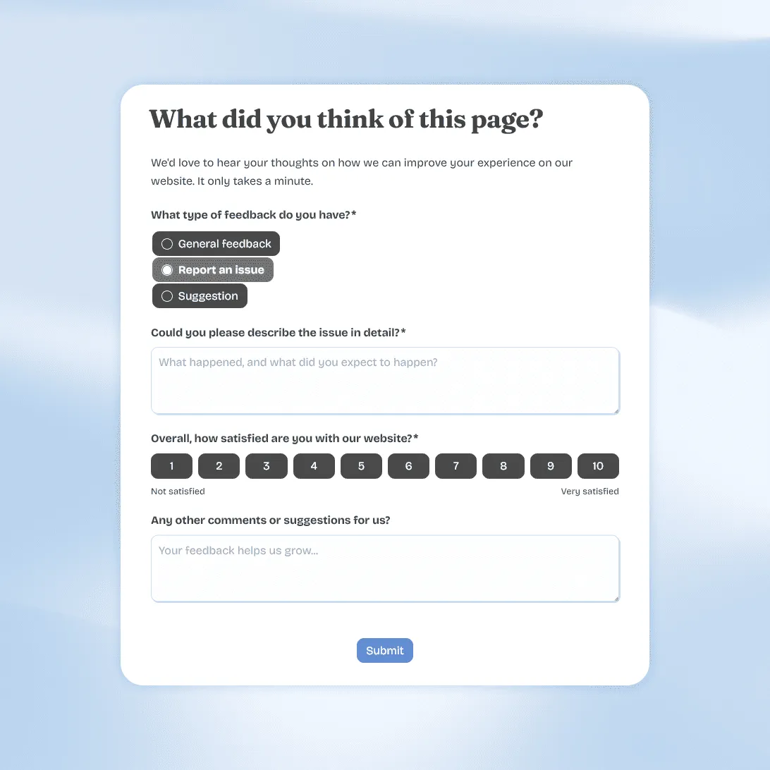 Website Feedback Form Template