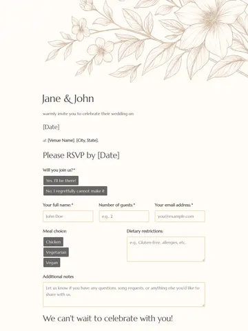 Wedding RSVP template 1