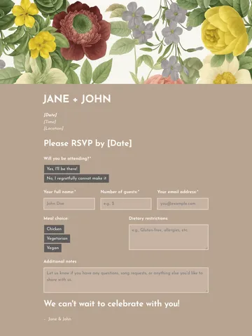 Wedding RSVP template 2