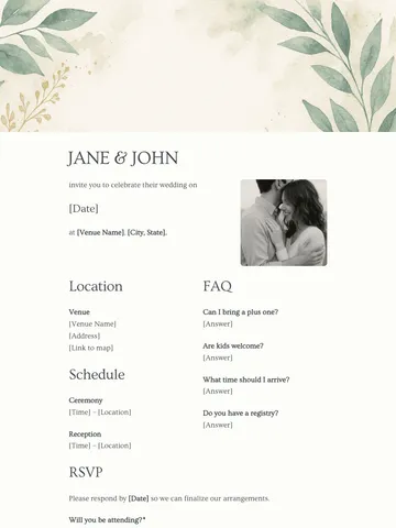 Wedding RSVP template 3