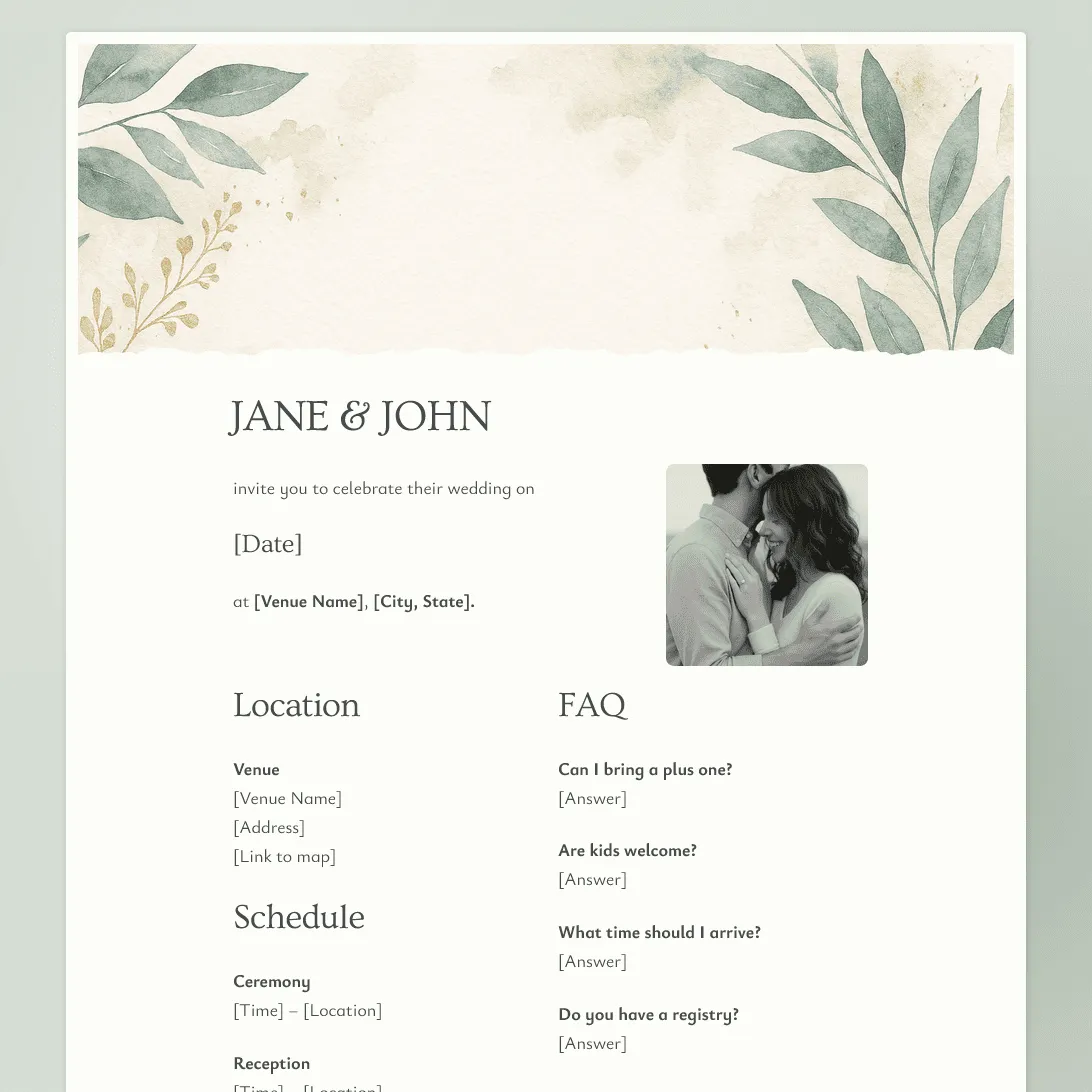 Wedding RSVP Form Template